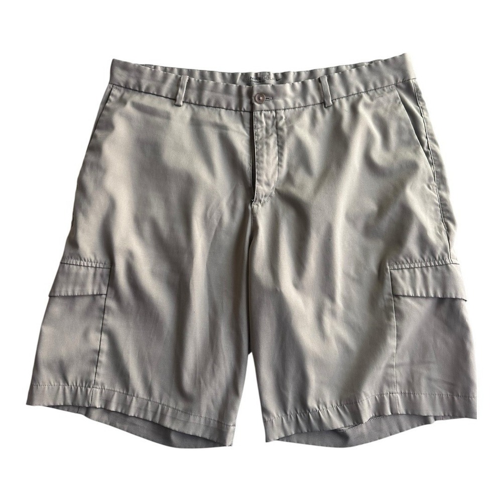 Nike Golf Cargo Shorts 36 Beige‎ Mens Athletic Flat Front Dri Fit Golfer